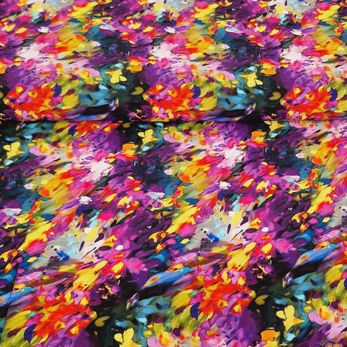 "La Moda" 100% Viscose Digital Print - Colourburst - The Fabric Counter