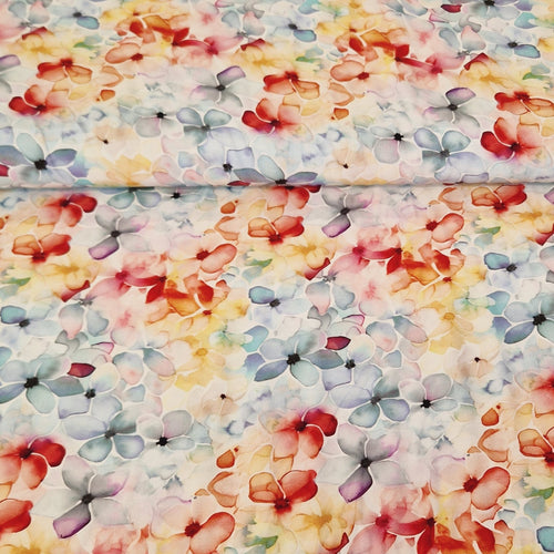 "La Moda" 100% Viscose Digital Print - Watercolour Floral - The Fabric Counter