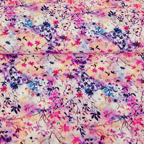 "La Moda" 100% Viscose Digital Print - Watercolour Floral - The Fabric Counter