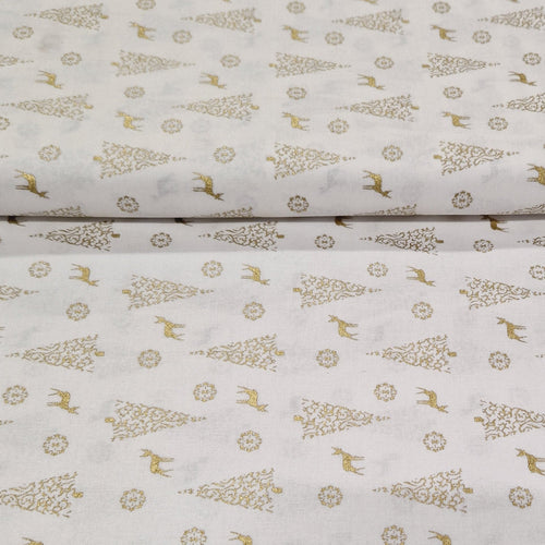 Christmas Cotton Print - Gold Foil - The Fabric Counter