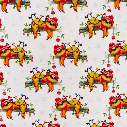 Christmas Digital Cotton Print - Christmas Sloth - The Fabric Counter