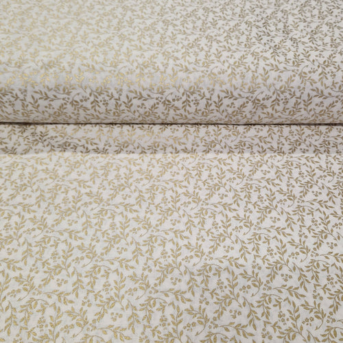 Christmas Foil 100% Cotton Print - Festive Foliage - The Fabric Counter