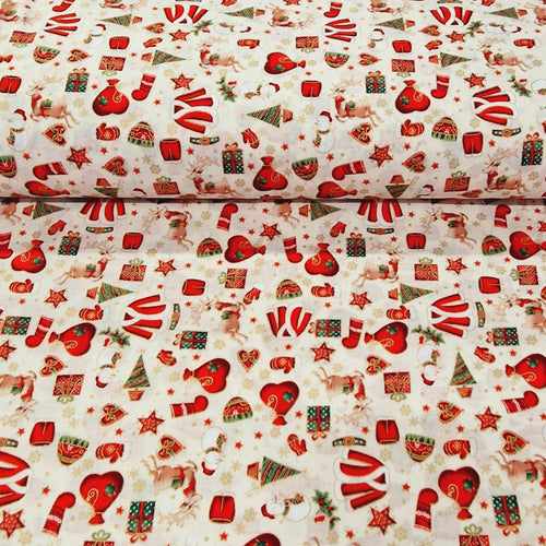 Christmas Foil 100% Cotton Print - Santa Coat - The Fabric Counter