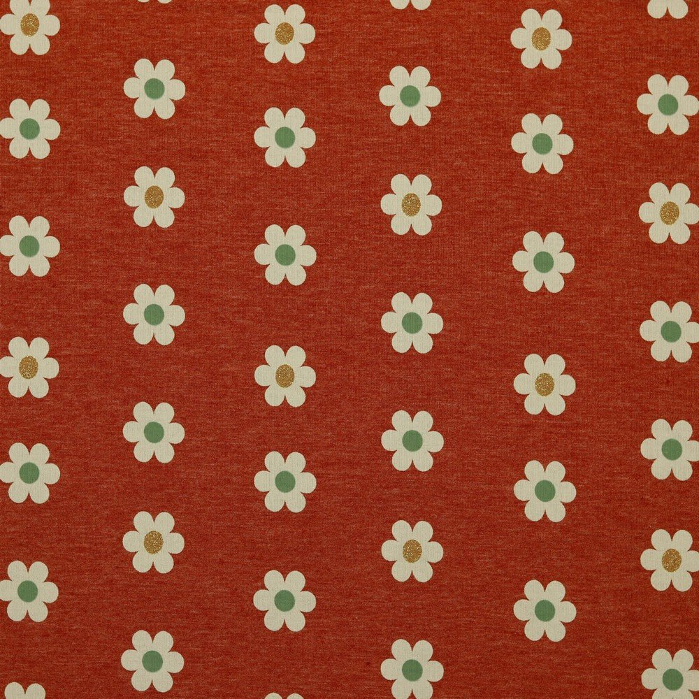 Cotton Jersey Glitter Flower The Fabric Counter
