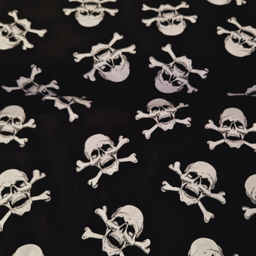 Digital Cotton Print - Halloween Large Skull & Crossbone - The Fabric Counter