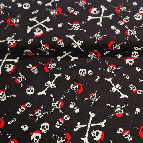 Digital Cotton Print - Halloween Priate Skulls - The Fabric Counter
