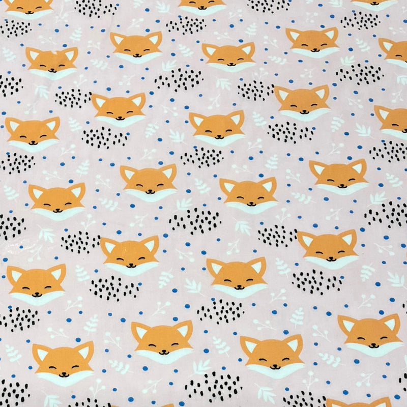 Fox print Polycotton - Pink - The Fabric Counter