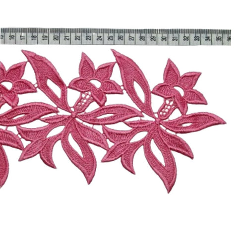Heavy Embroidered Flower Trim (candy Pink) - The Fabric Counter