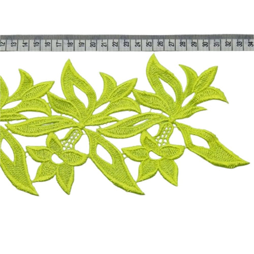 Heavy Embroidered Flower Trim (FL Yellow) - The Fabric Counter