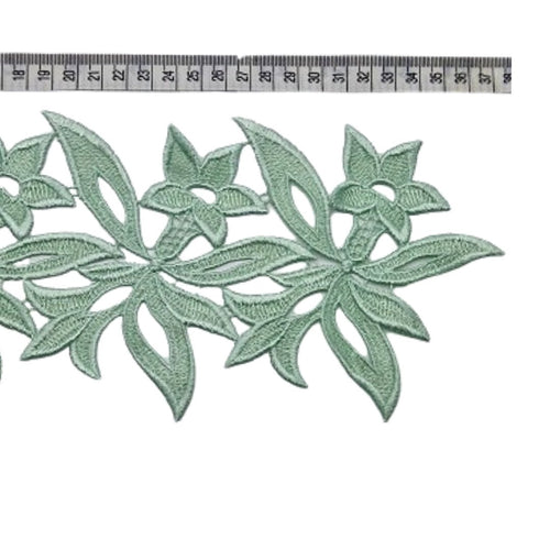 Heavy Embroidered Flower Trim (Mint) - The Fabric Counter