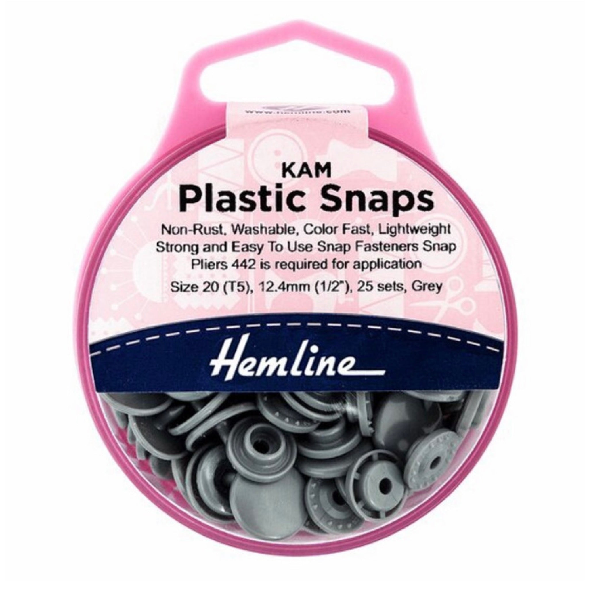 Hemline Kam Snaps Grey The Fabric Counter