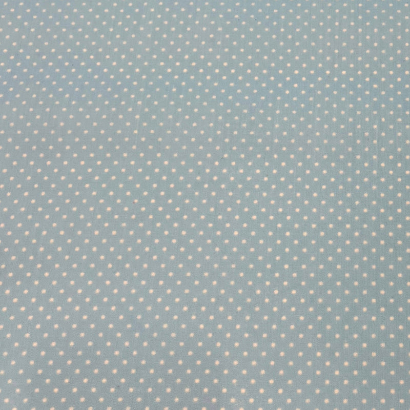 Polka Dot print Polycotton - Baby Blue - The Fabric Counter