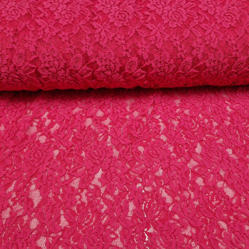 Stretch Lace - Cerise - The Fabric Counter