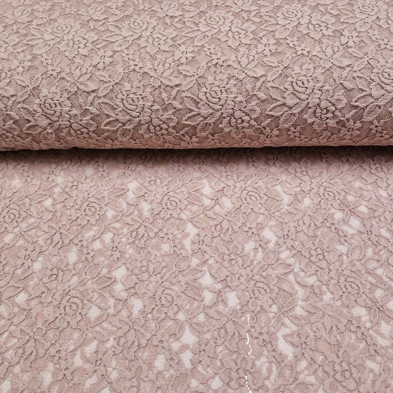 Stretch Lace - Dusty Rose - The Fabric Counter
