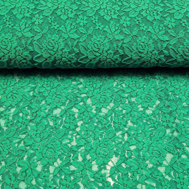 Stretch Lace - Emerald - The Fabric Counter