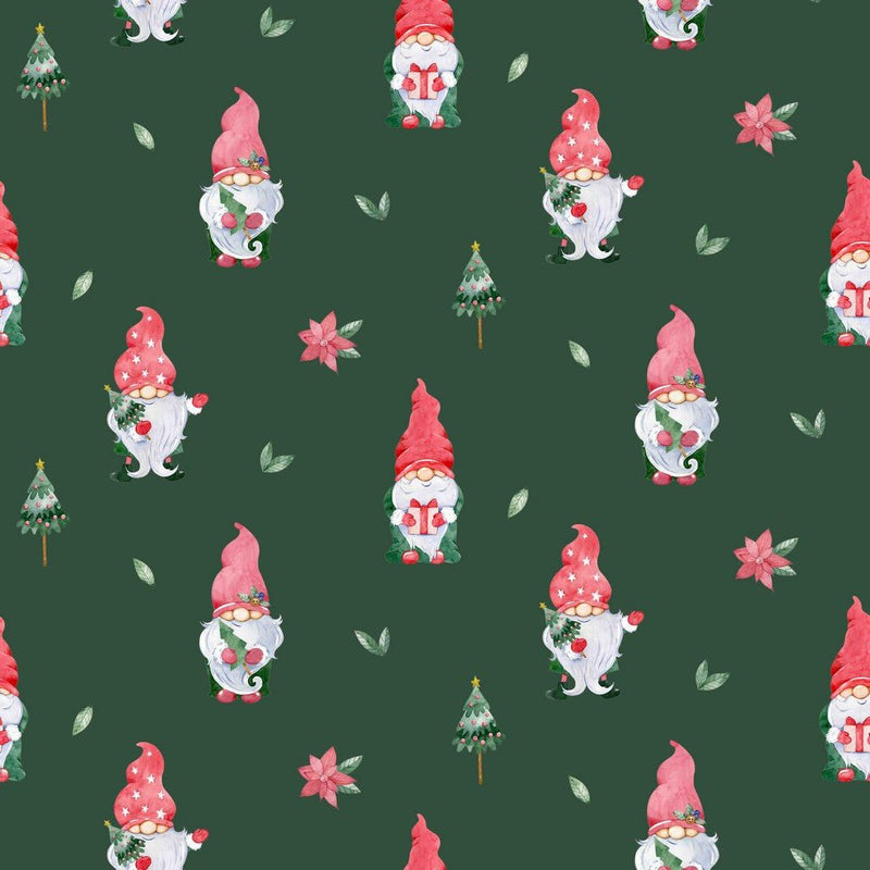 100% Cotton Print - Christmas Gnomes - The Fabric Counter