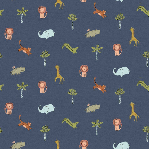 Cotton Jersey Melange - Jungle Animals - The Fabric Counter