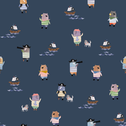 Digital Cotton Jersey - Pirate Animals - The Fabric Counter