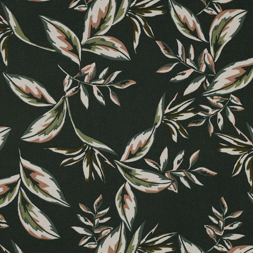 Digital Print Cotton Canvas - Leaves (Dark Green) - The Fabric Counter