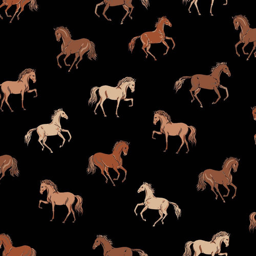 French Terry Cotton Jersey - Horses - The Fabric Counter