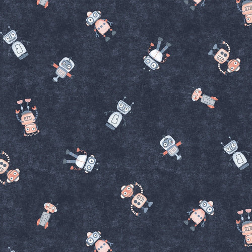 GOTS Organic Cotton Jersey - Robots - The Fabric Counter