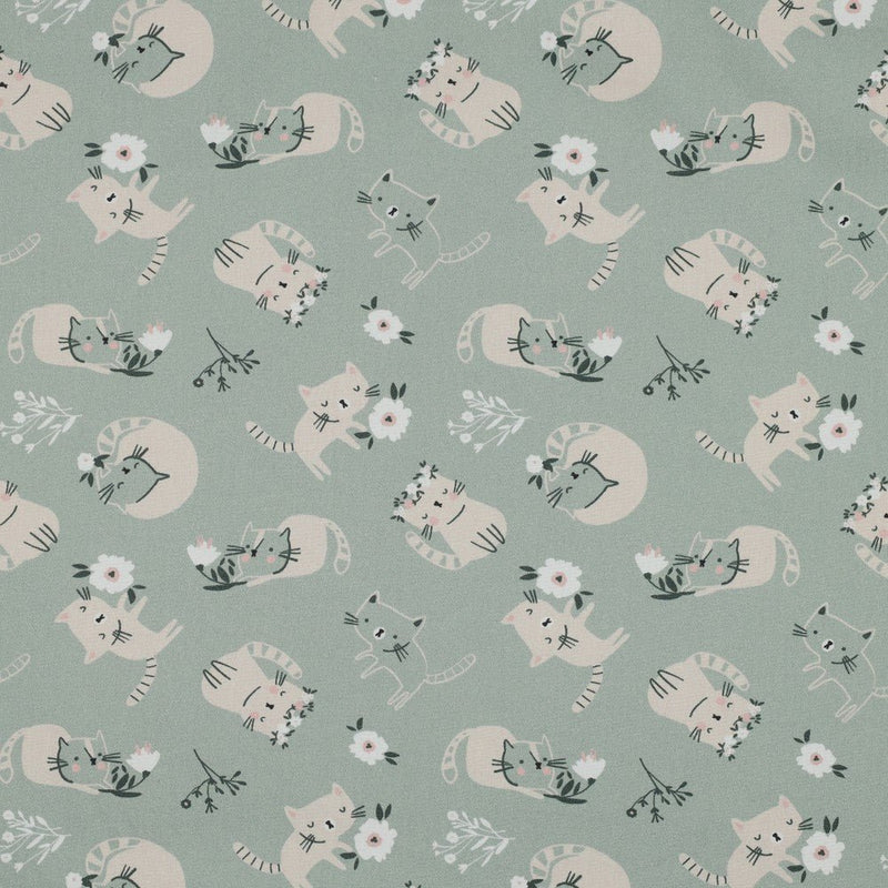 GOTS Organic Cotton Print - Cats - The Fabric Counter