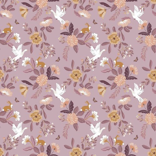 GOTS Organic Cotton Print - Floral & Birds - The Fabric Counter