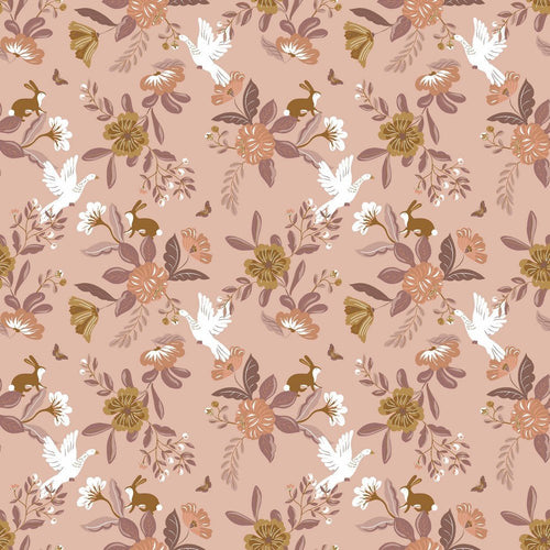 GOTS Organic Cotton Print - Floral & Brids - The Fabric Counter