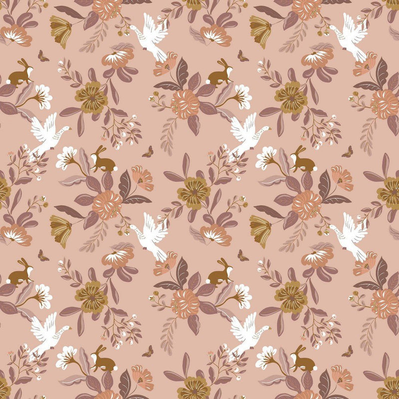 GOTS Organic Cotton Print - Floral & Brids - The Fabric Counter