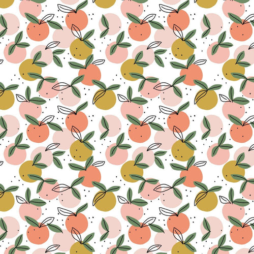 GOTS Organic Cotton Print - Peachy - The Fabric Counter