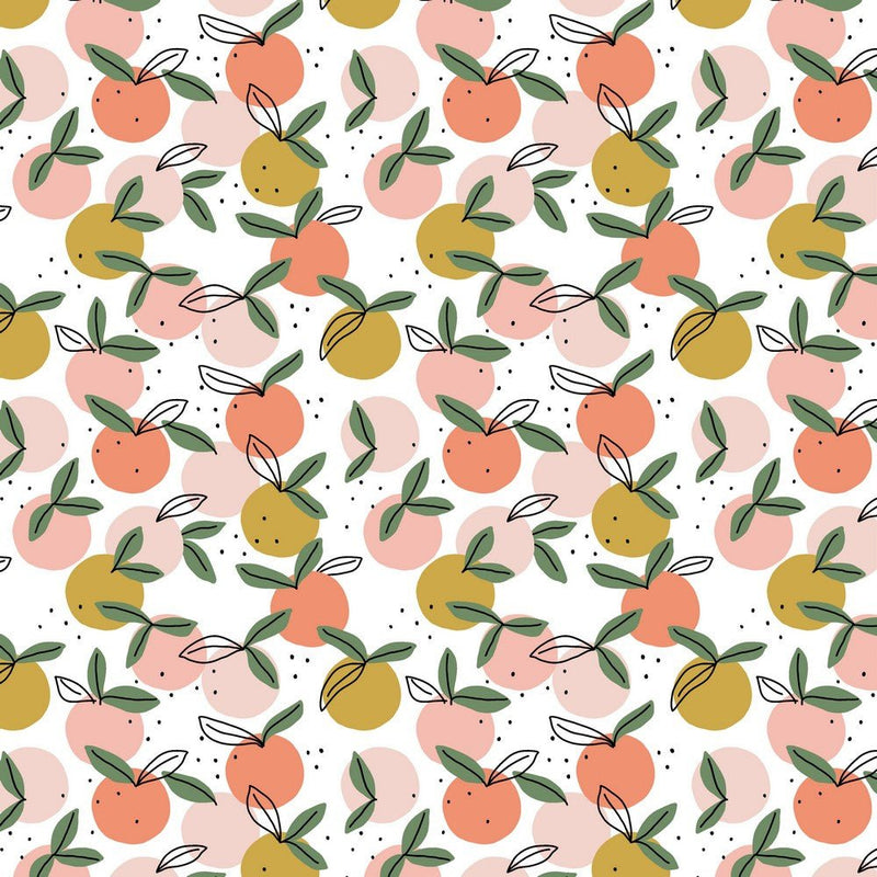 GOTS Organic Cotton Print - Peachy - The Fabric Counter