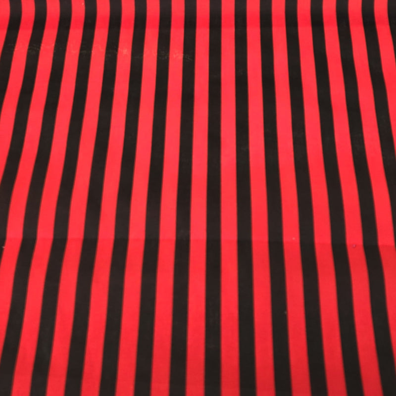 Halloween Polycotton - Red & Black Stripe - The Fabric Counter