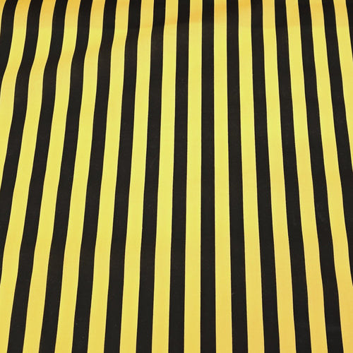 Halloween Polycotton - Yellow & Black Stripe - The Fabric Counter