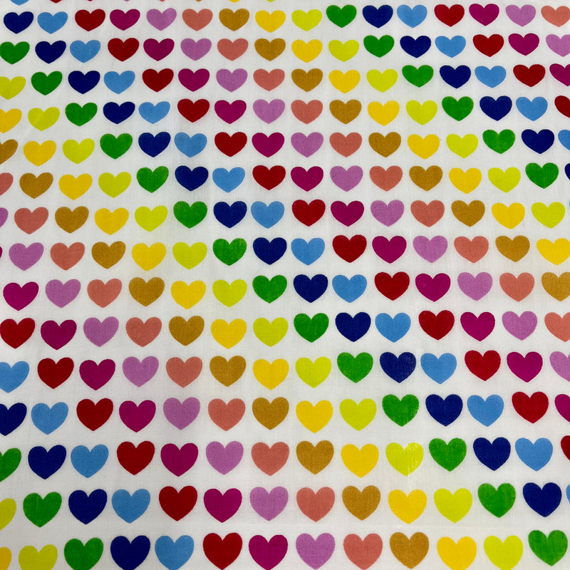 Rainbow hearts Polycotton