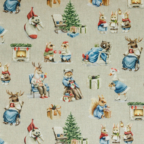 Linen Look Cotton Canvas - Vintage Christmas - The Fabric Counter