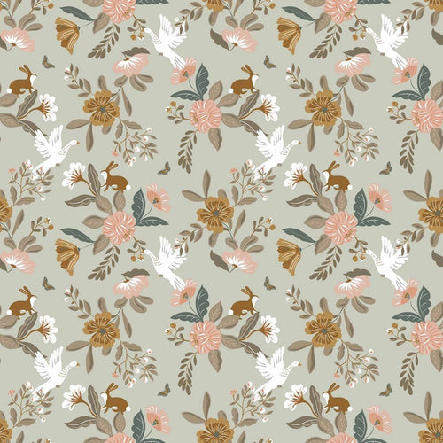 OTS Organic Cotton Print - Floral & Brids - The Fabric Counter