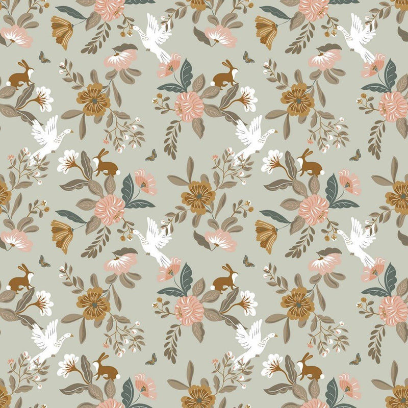 OTS Organic Cotton Print - Floral & Brids - The Fabric Counter