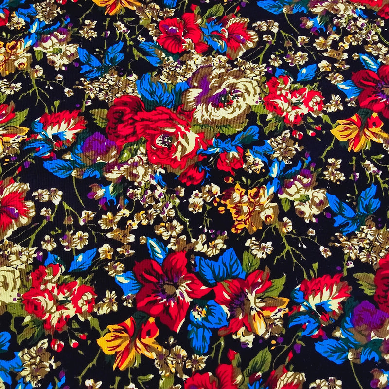 Printed Needle Corduroy - Vintage Floral - The Fabric Counter
