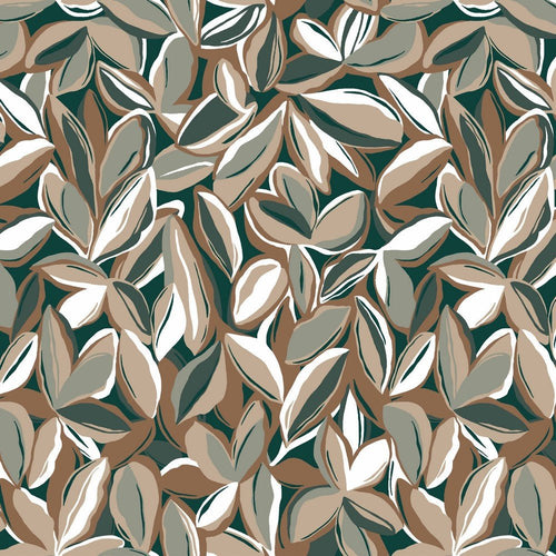 Ramie Linen Print - Leaves (Khaki) - The Fabric Counter