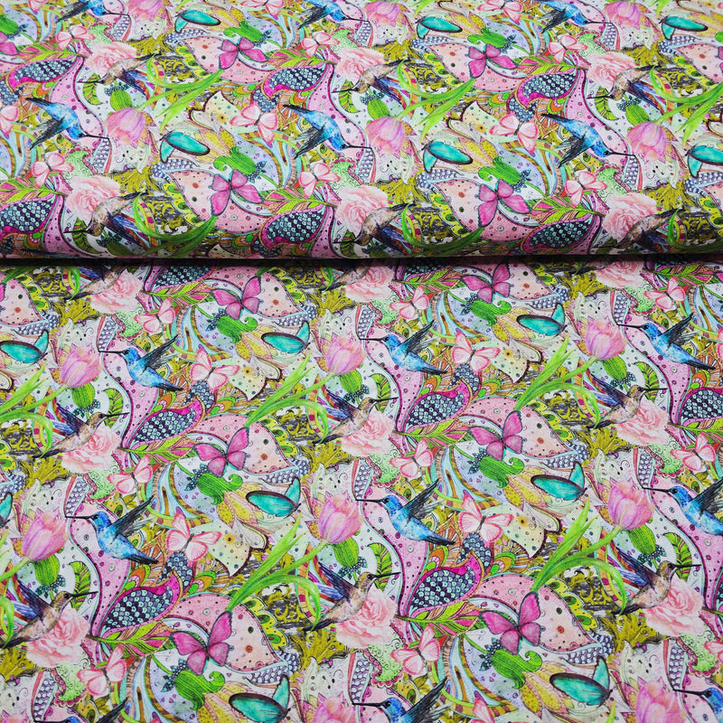 100% Cotton Print - Butterfly & Birds