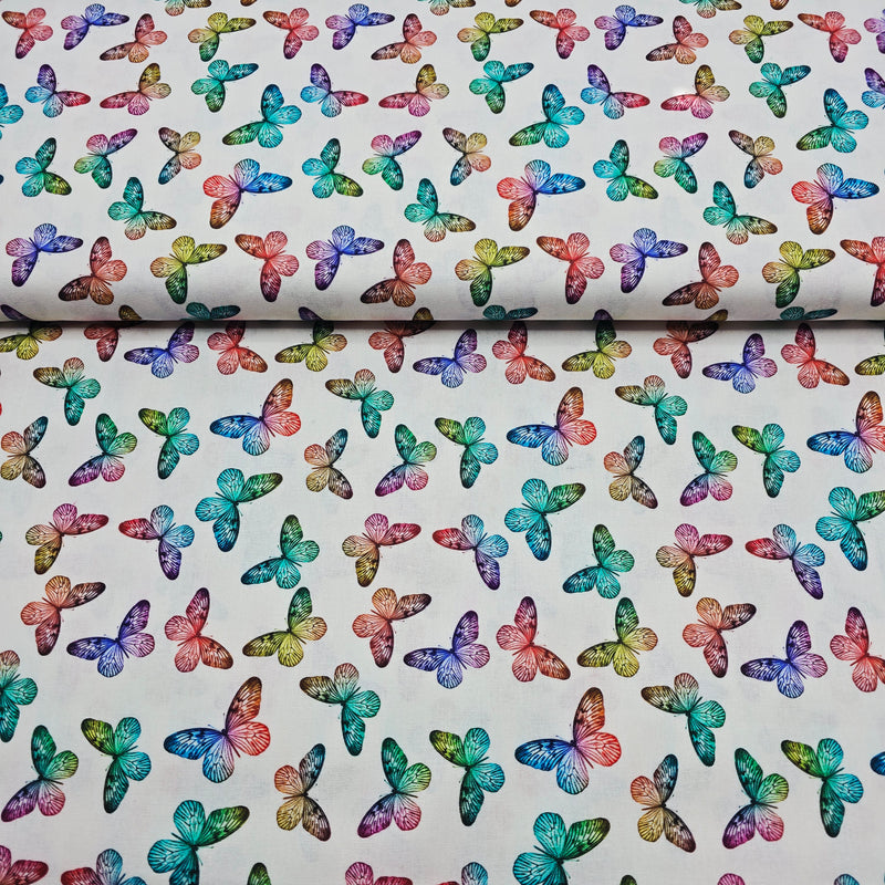100% Cotton Print - Rainbow Butterflies