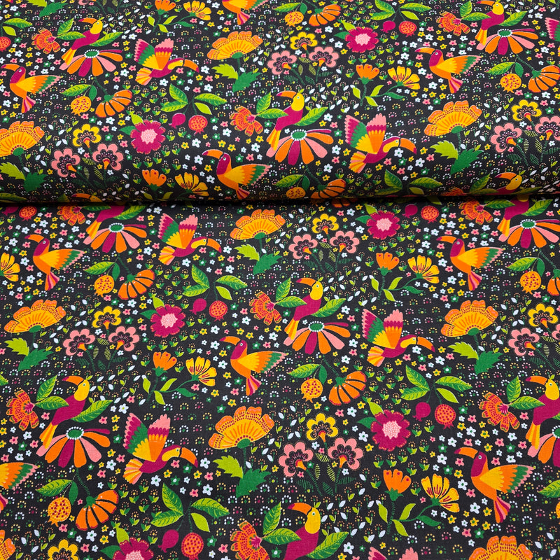 100% Cotton Print - Colourful Birds & Floral
