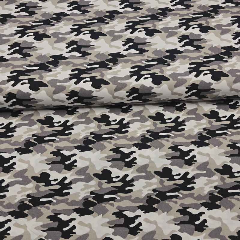 100% Cotton Print - Camouflage Grey