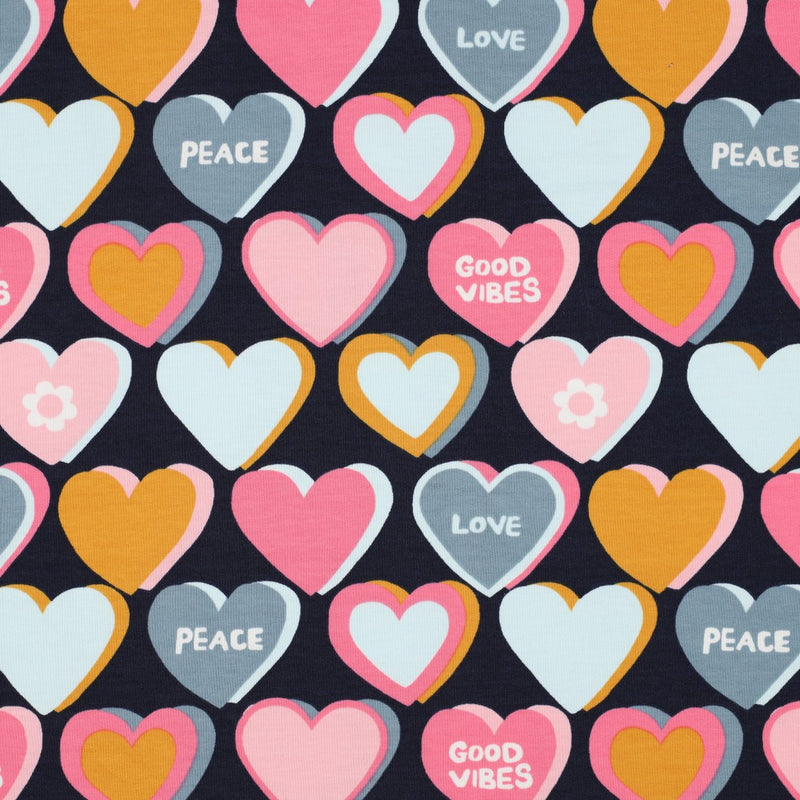 French Terry Cotton Jersey - Love Hearts