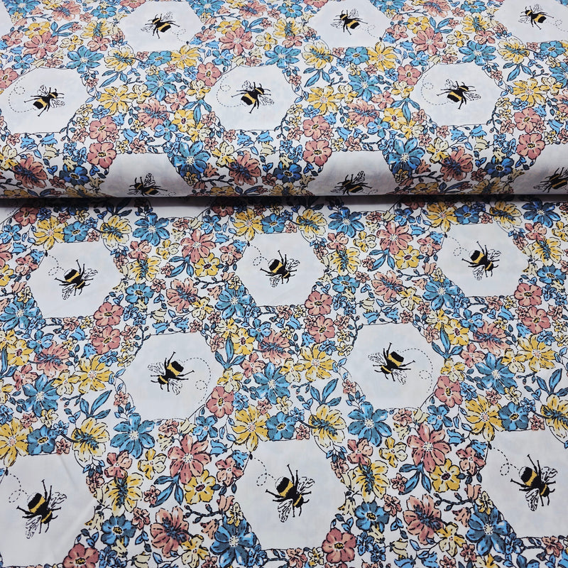 100% Cotton Print - Bee & Floral