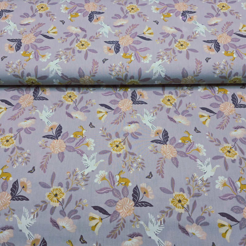 GOTS Organic Cotton - Birds & Floral
