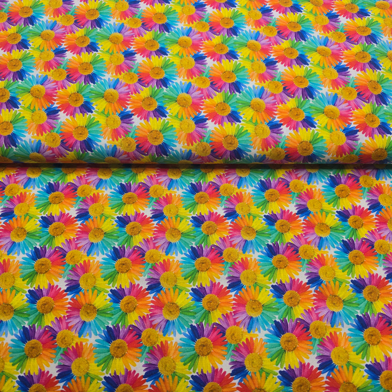 100% Cotton Print - Rainbow Daisy