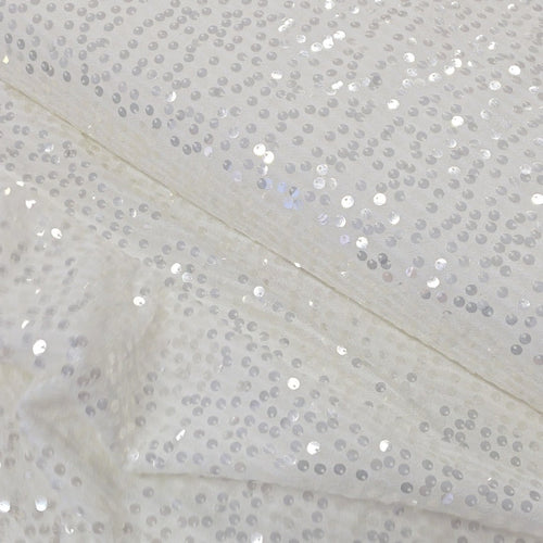 Stretch Sequins - Silk White - The Fabric Counter