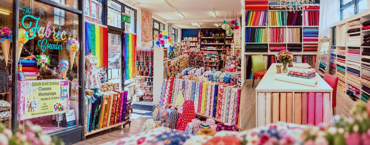 Colourful fabrics inside The Fabric Counter shop in Dublin