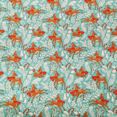 100% Cotton Digital Print - Christmas - Reindeer - The Fabric Counter